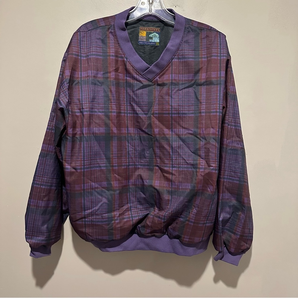 Forresters Outerwear Womens Large Golf Pullover Windbreaker Plaid Long Sleeve